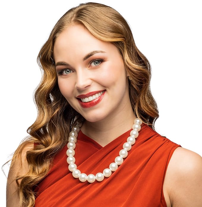 Boland - Ketting Marilyn Wit - Volwassenen - Vrouwen - Charleston - 20's - Roaring Twenties