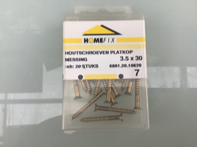 Homefix Houtschroef Platverzonkenkop Messing - 3,5 x 30 mm - 20 stuks