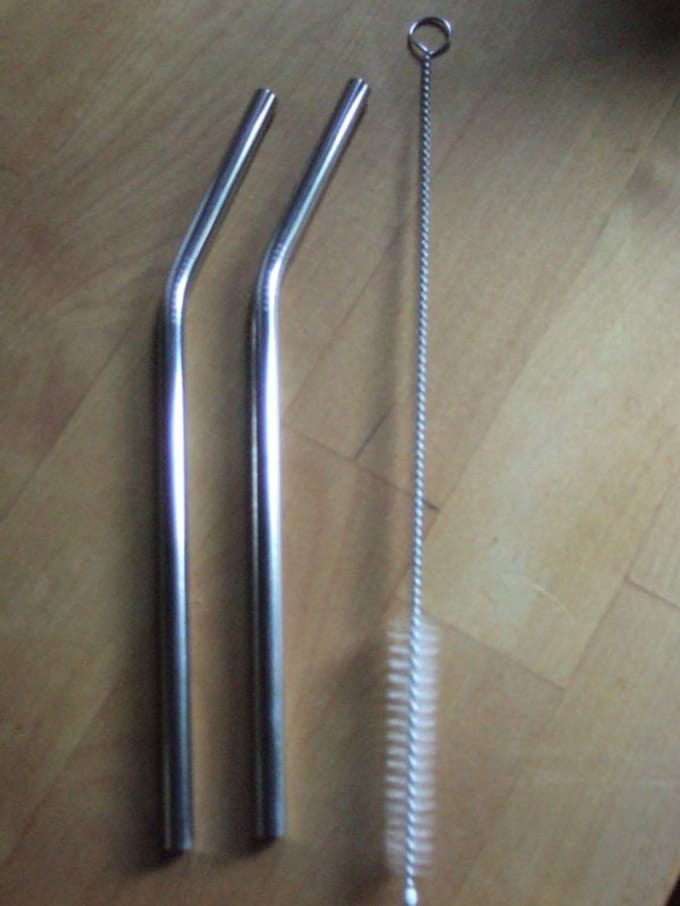 Set metalen gebogen rietjes 4 stuks