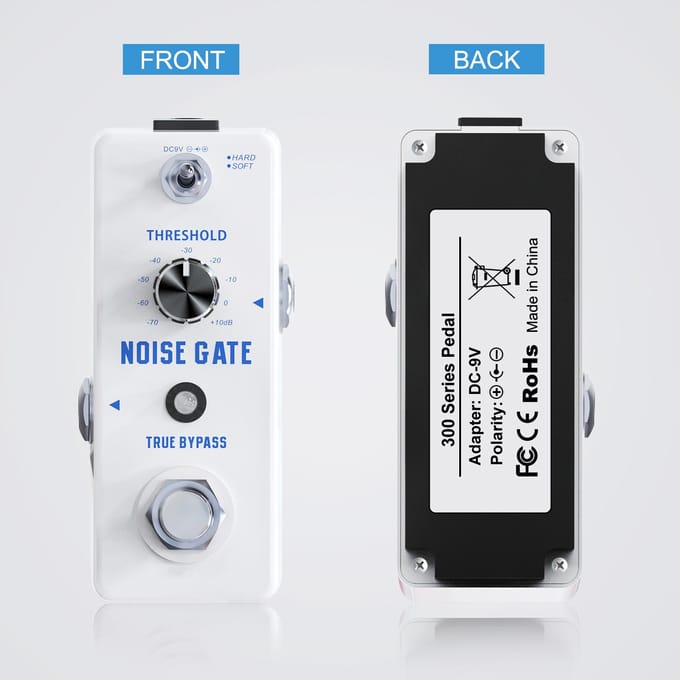 NOISE GATE Ruisonderdrukking Gitaar Effectpedaal 2 Modi (Hard/Zacht) Volledige Metalen Behuizing True wit