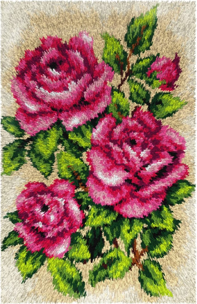 KNOOPKLEED ORCHIDEA - ROZEN - 50 x 75 cm - inclusief knoopnaald
