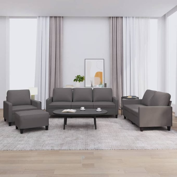 vidaXL - 4-delige - Loungeset - met - kussens - kunstleer - bruin