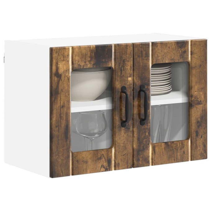 vidaXL - Wandglas - Kasten - LUCCA - Gerookt - eiken - 60 - x - 31 - x - 40 - cm