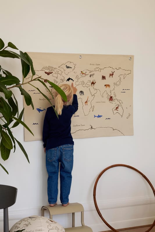 Ferm Living - The World Wereldkaart - off-white - wit