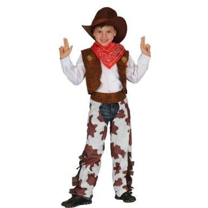 Kostuum COWBOY 110cm 5 Y Chaps, Vest, Feestkleding
