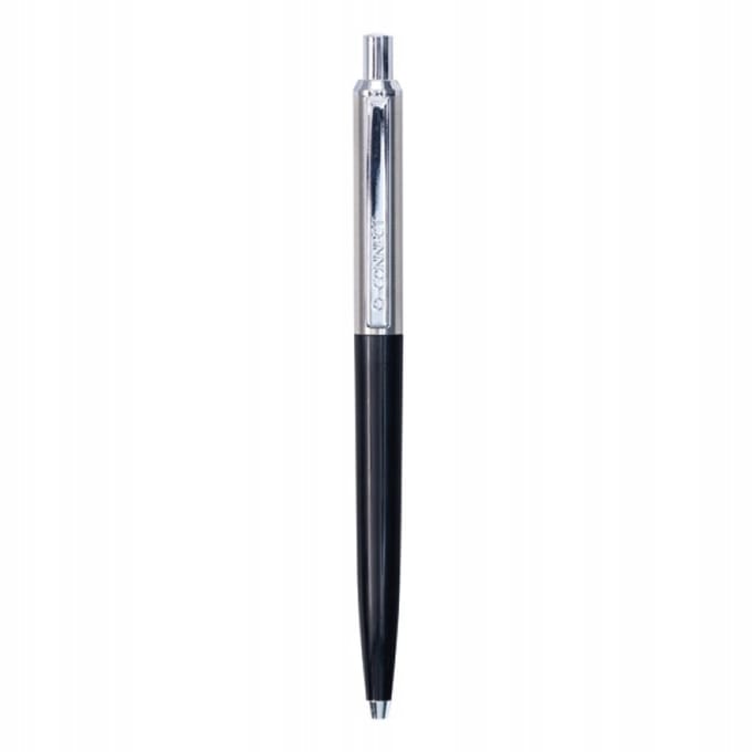 Q-Connect Prestige Automatic Pen 0.7mm Blauwe Inkt Zwart/Zilver