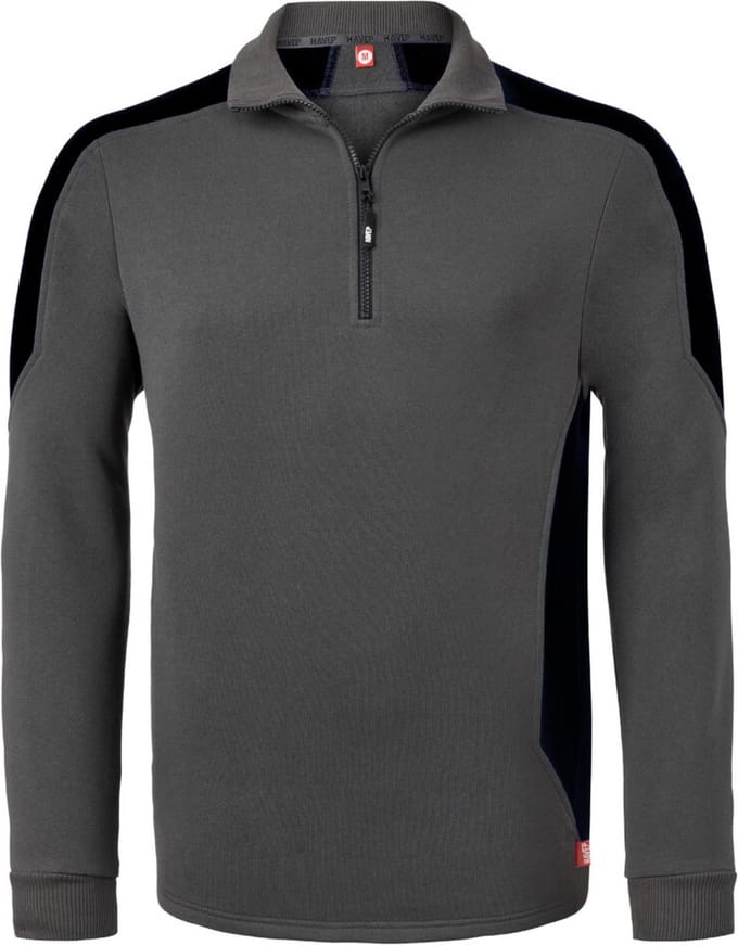 HAVEP Zipsweater Bicolor 10076 - Charcoal/Zwart - M