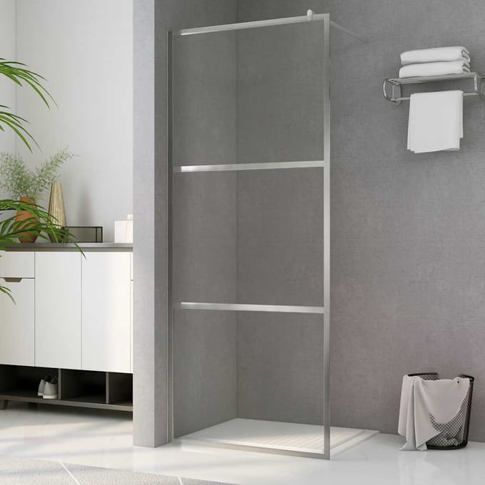 vidaXL - Douche - schermen - zilver - 90 - x - 195 - cm - Glas - en - Aluminium