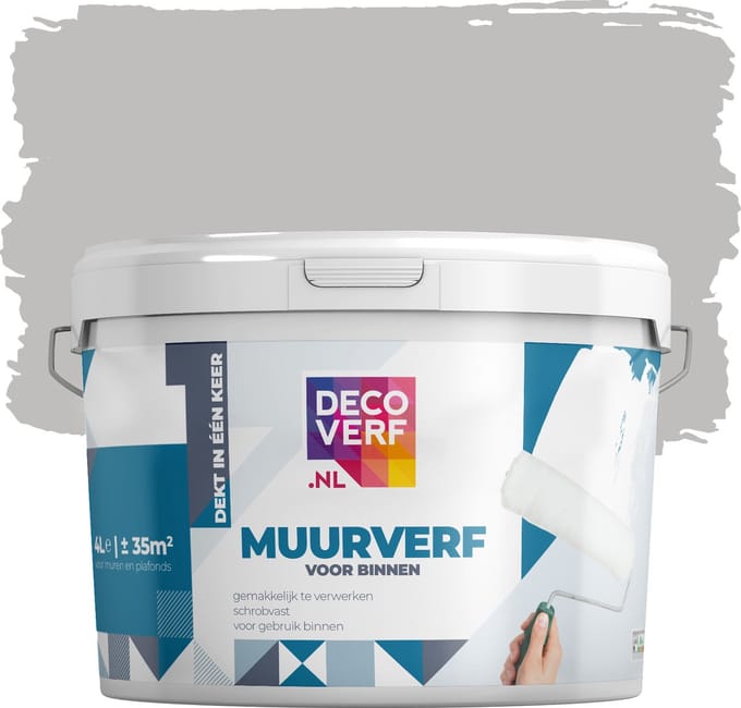 Decoverf muurverf mat parelgrijs, 4L