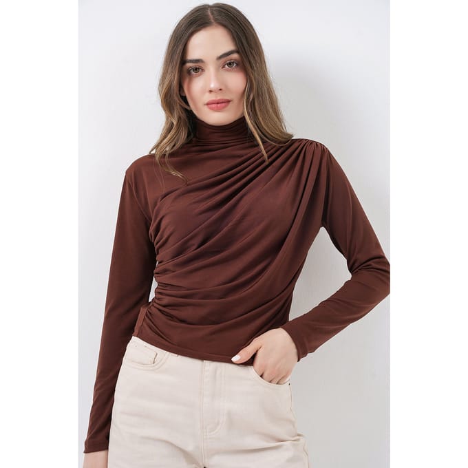Aansluitende colblouse met drapeer-detail