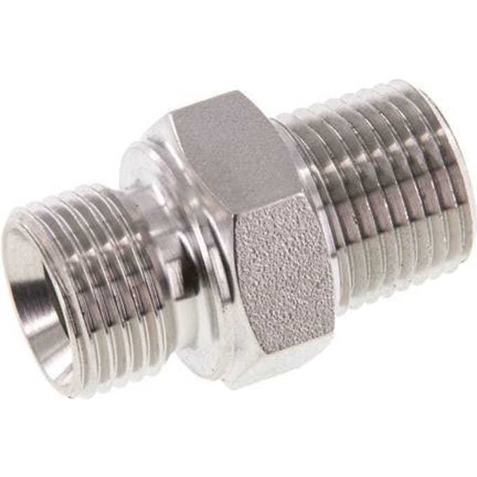 1/2'' NPT x G 1/2'' RVS Borstnippel 40 Bar - Hydrauliek - FL2S-M-ST-012NG