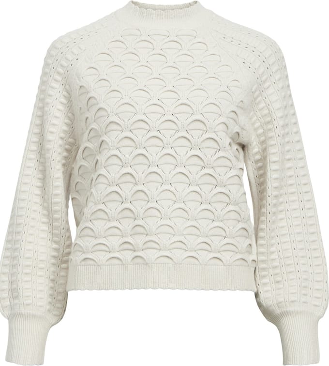 Object Objsida Knit L/s Re Pullover Truien & vesten Dames - Sweater - Hoodie - Vest- Gebroken wit - Maat XS