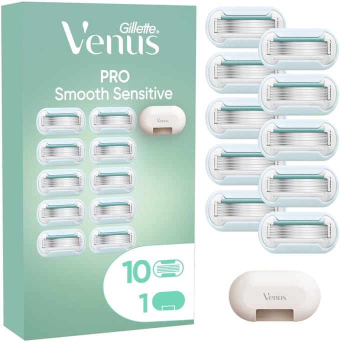 Gillette Venus Pro Smooth Sensitive - 10 Scheermesjes Voor Gevoelige Huid + Scheermes etui