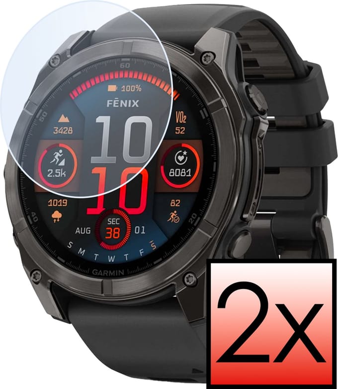 Screenprotector Geschikt voor Garmin Fenix 8 (51 mm) Screenprotector Tempered Glass Gehard Glas - 2 PACK