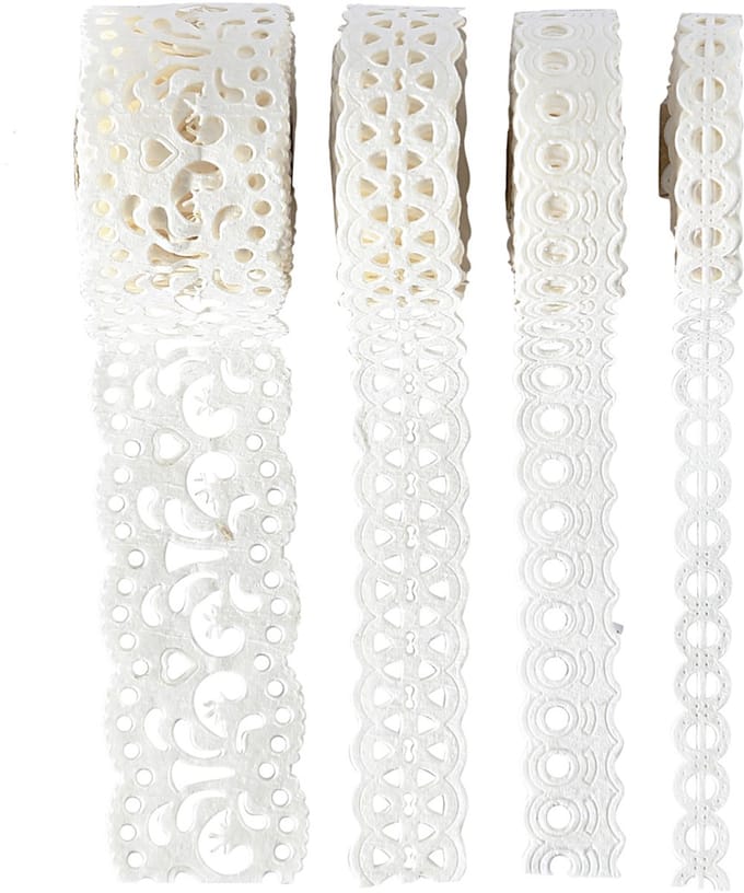 Paper Lace Borders, B: 8-23 mm, wit, 4x2 m/ 1 doos
