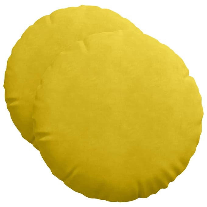 vidaXL - Zitkussens - 2 - st - Fluweel - Geel - Ø50 - x - 19 - cm