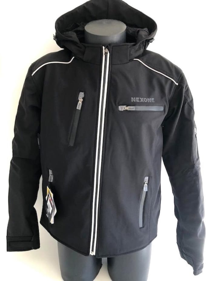 Jas voor motor weg Nexone Soft Shell maat M zwart rugbescherming gekeurd