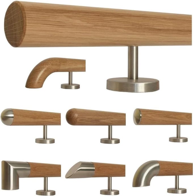 Houten trapleuning - Eiken leuning - Veilig traplopen - Gefacetteerde uiteinden - 30 cm - Houtkleurig