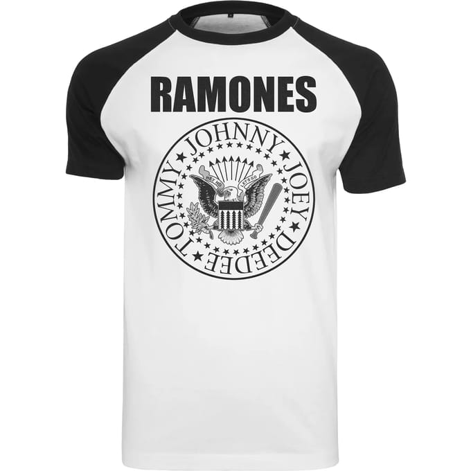 Merchcode Ramones - Ramones Circle Raglan Heren T-shirt - S - Wit/Zwart
