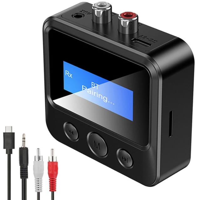 Bluetooth Audio Adapter – BT 5.0 – 3.5mm AUX, RCA & SD-Kaart – Bluetooth Zender & Ontvanger – Receiver & Transmitter – Zwart