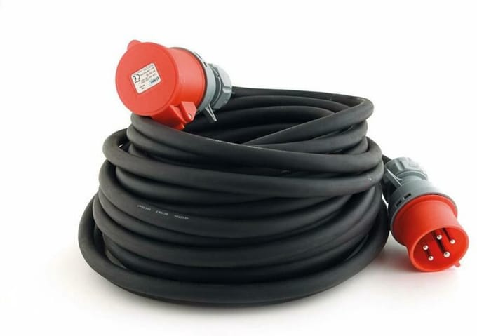 Neopreen verlengkabel EN 60309 - 25m - 400V-32A - 3P+N+A - 5G4mm2