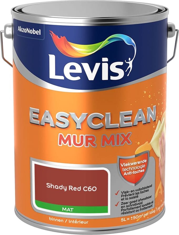 Levis - Easyclean Mur Mat Mix - Shady Red C60 - Mengverf - 5 L