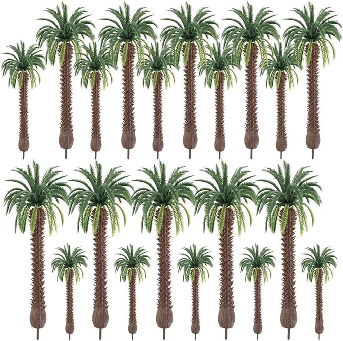 20 Stuks Miniatuur Palm- en Kokospalmen voor Modelbouw, Perfect voor Landschapsontwerp en Architectuurprojecten