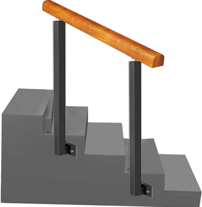 Houten leuning - Trap handgreep - Veilig traplopen - Verstelbare hoek - 95cm hoog - Zwart