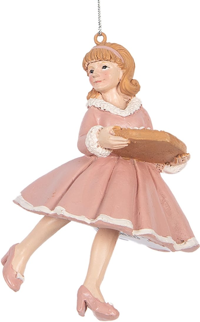 Clayre & Eef Kersthanger Meisje 11 cm Roze Kunststof