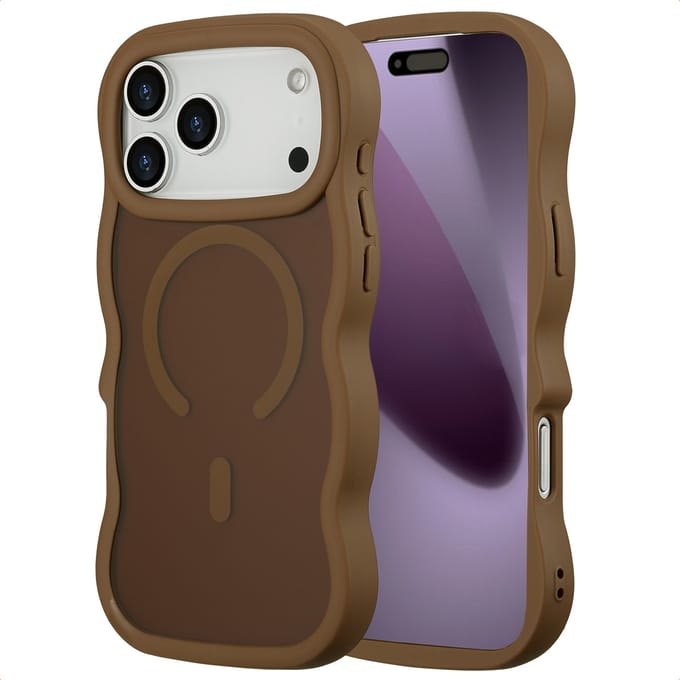 Selencia Wavy Case - Golvend Hoesje geschikt voor Apple iPhone 17 Pro Max - Mocha Brown