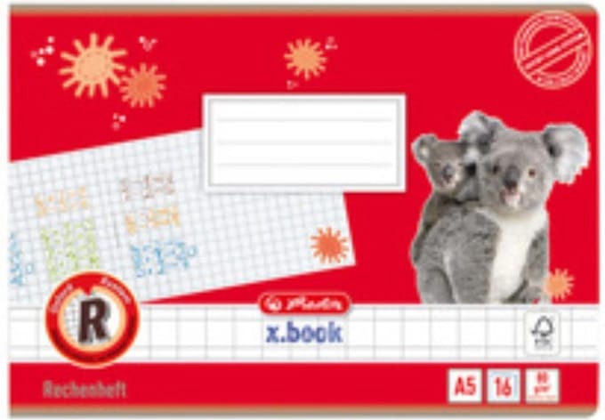 Herlitz rekenboek, formaat A5 liggend, met ruitjespatroon.