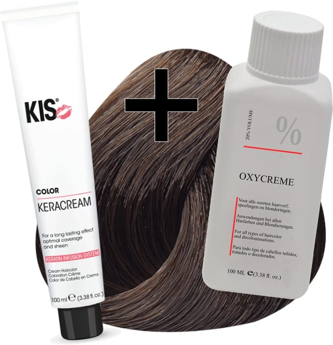 KIS haarverfset - 4G Middel goudbruin  - haarverf & waterstofperoxide