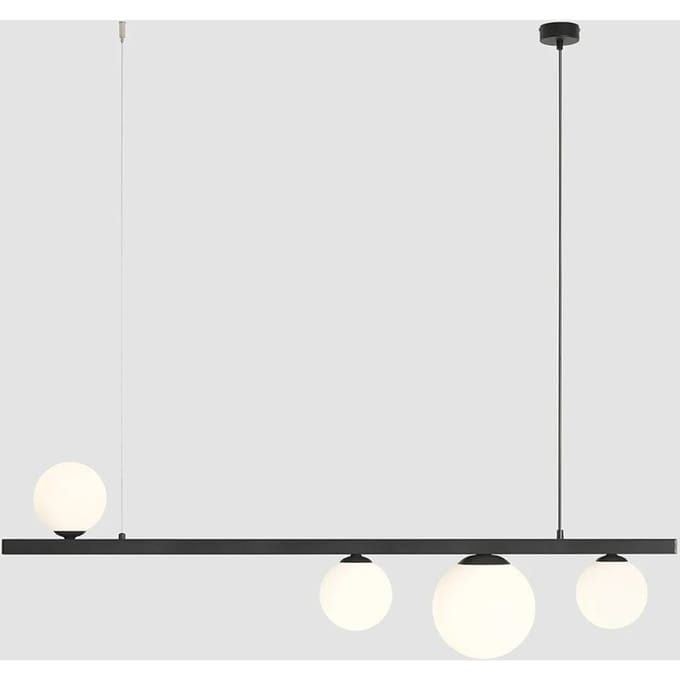 ALDEX Hanglamp Garda 4, balk, metaal, glas, zwart, 4-lamps.