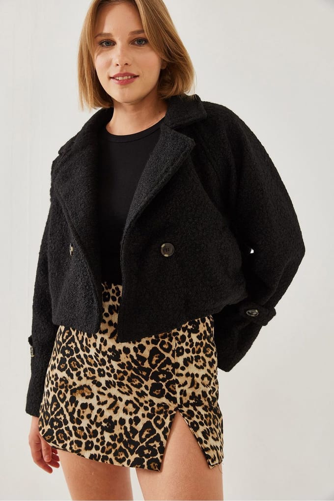Dubbelzijdige Faux Fur Boxy Crop Jacket
