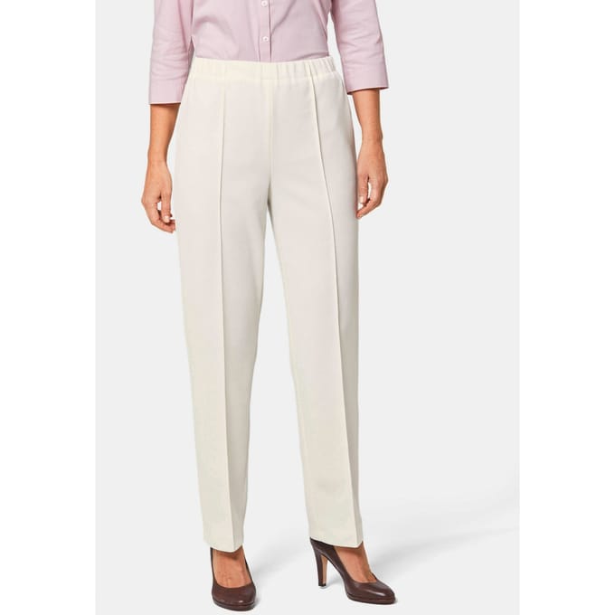 Comfortabele ribbroek CARLA - gebroken wit - Gr. 52 van Goldner Fashion