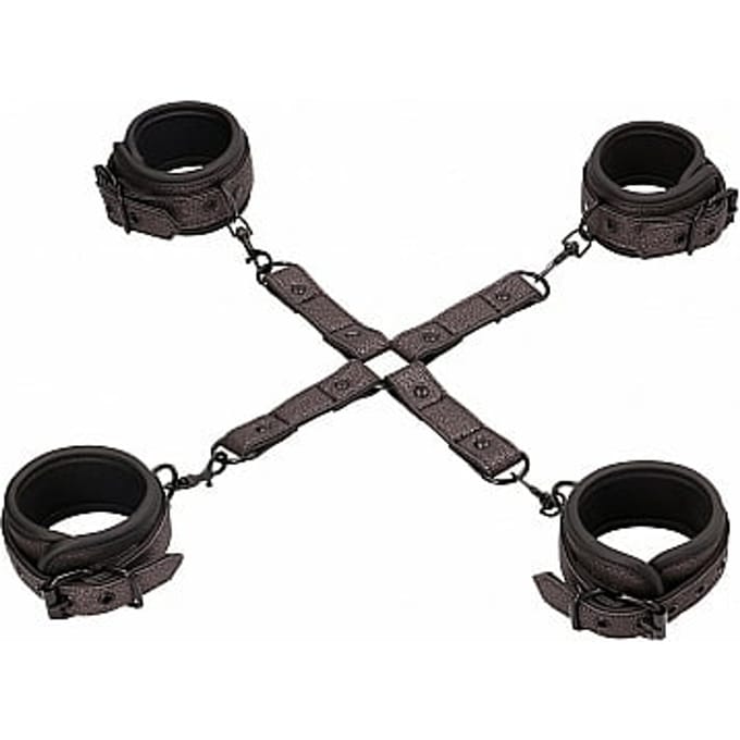 Ouch! Elegance Elegante Hogtie Set met Handboeien en Enkelboeien - Titanium Grijs