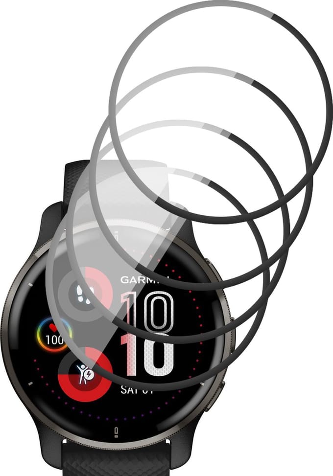 Screenprotector geschikt voor Garmin Venu 2 Plus - PET Glasfolie Full Screen Protector - 4 Stuks