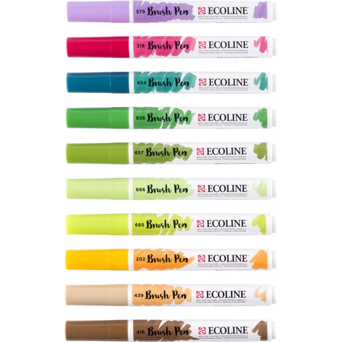 Brushpen Talens Ecoline set à 10 stuks botanisch