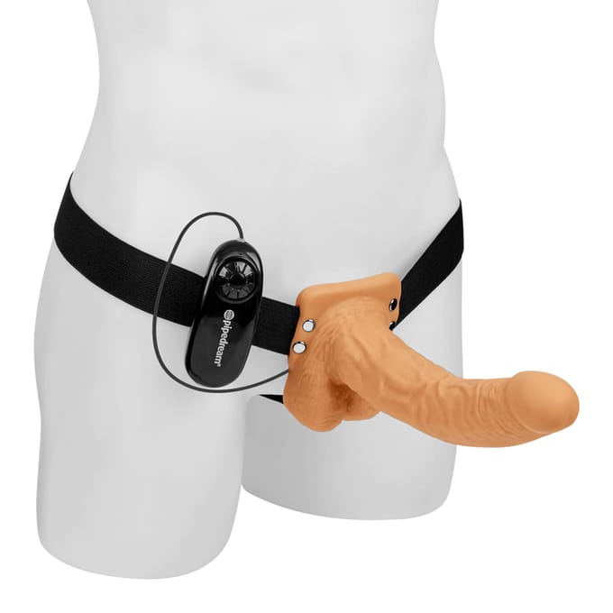 Pipedream - Fetish Fantasy - Vibrating Hollow Strap-On with Balls - 9 Inch - Skin