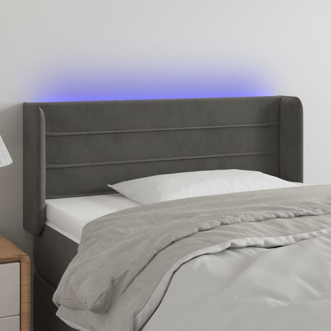 vidaXL - Hoofdbord - LED - 83x16x78/88 - cm - fluweel - donkergrijs
