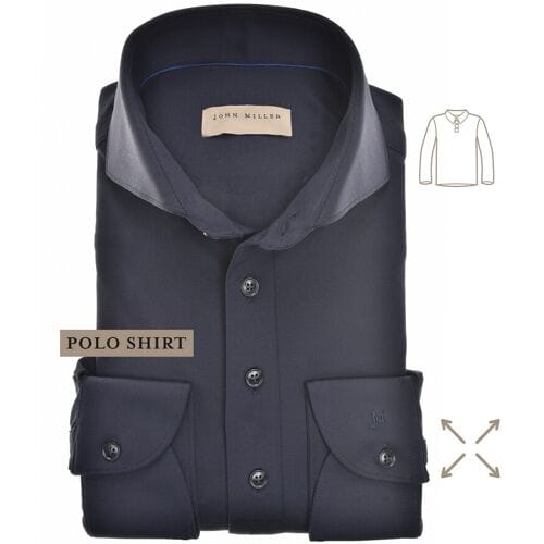 John Miller Polo Slim Hyperstretch Long Sleeve Navy / male