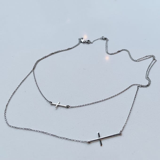 Layerketting kruis | AG925 | zilver