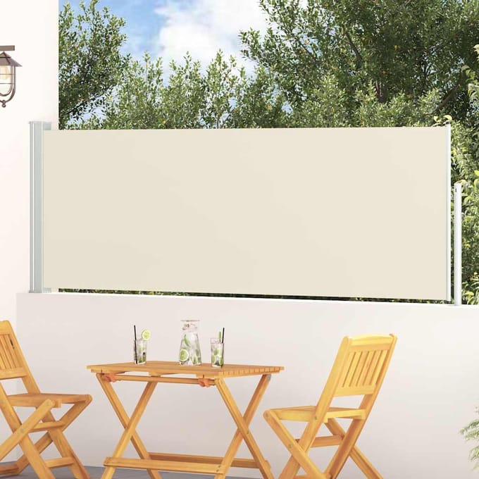 vidaXL - Tuinscherm - uittrekbaar - 100x314 - cm - crème