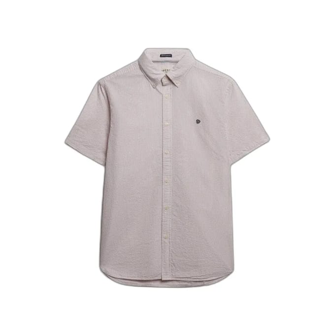 Superdry Classic Seersucker Overhemd Met Korte Mouwen Beige 3XL Man