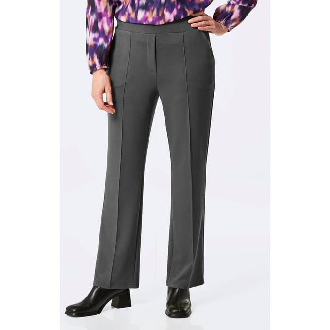 Broek met elastische band en biesjes - grijs / gemêl. - Gr. 21 van Goldner Fashion
