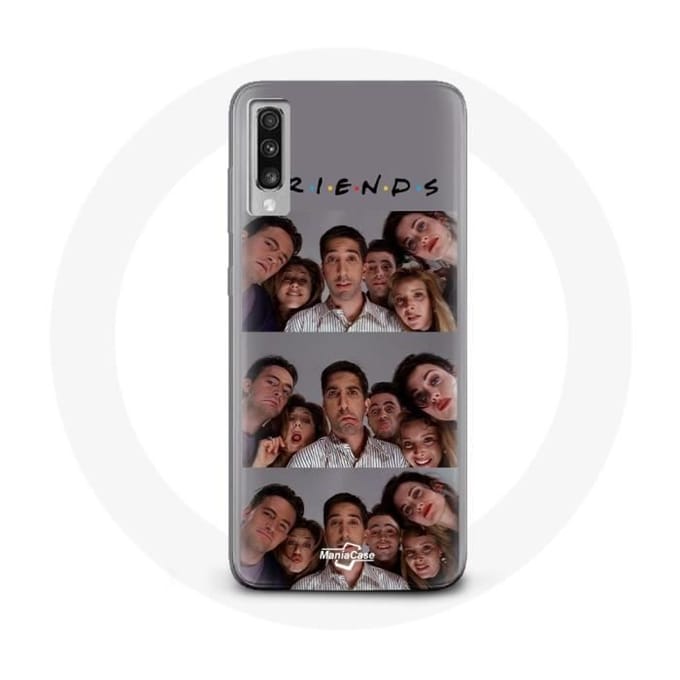 Hoesje - Samsung - Galaxy A70 - Flexibel - Grijs - Friends Selfie