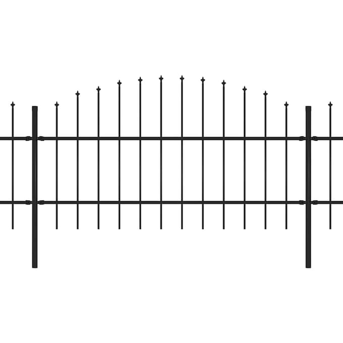 vidaXL - Tuinhek - met - speerpunt - staal - 671x100 - cm - zwart
