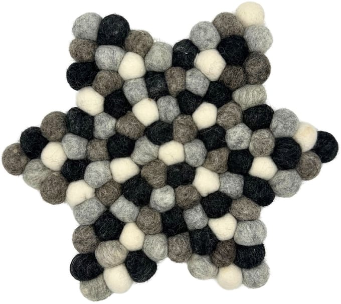 Felt Ball Star Centre Mat - Multi Grey Colour