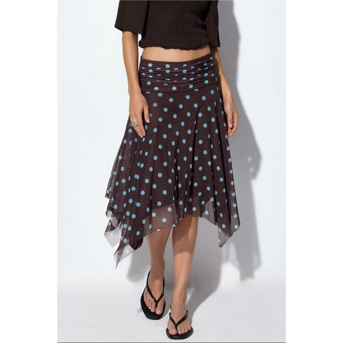 Hoge Taille Polkadot Midi A-Lijn Rok