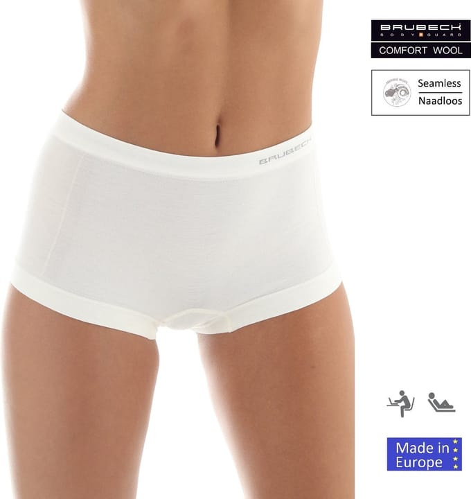 Brubeck Dames Ondergoed Boxershorts Naadloos met Merinowol - Roomwit - M